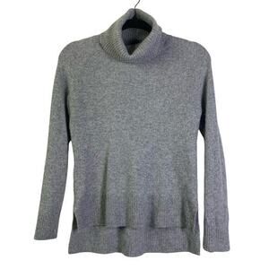 41 HAWTHORNE Sweater Porella Small Gray Cashmere Ribbed Turtle Neck High Low Hem